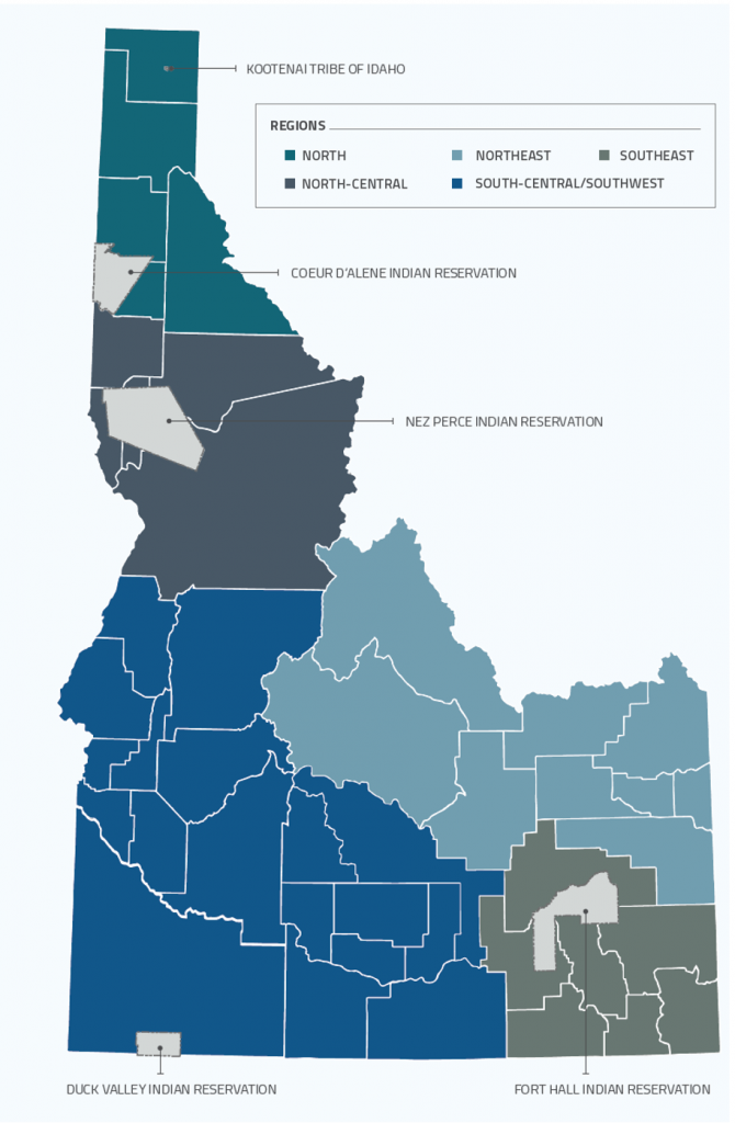 Idaho map of the Area Field Officers