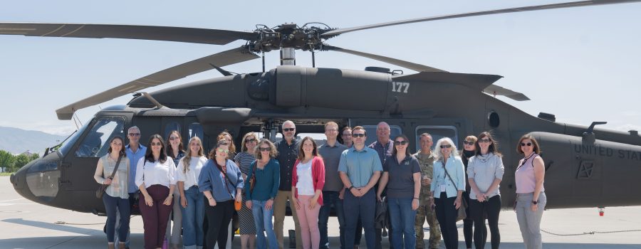Idaho PIER Team members standing in front of a Black Hawk helicopter